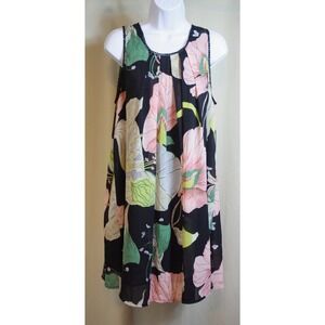 Umgee USA Woman's Small Floral Sleeveless Tunic Mini Dress Floral Crochet Trim